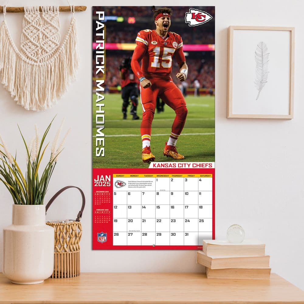 NFL Patrick Mahomes 2025 Wall Calendar Fourth Alternate Image width="1000" height="1000"