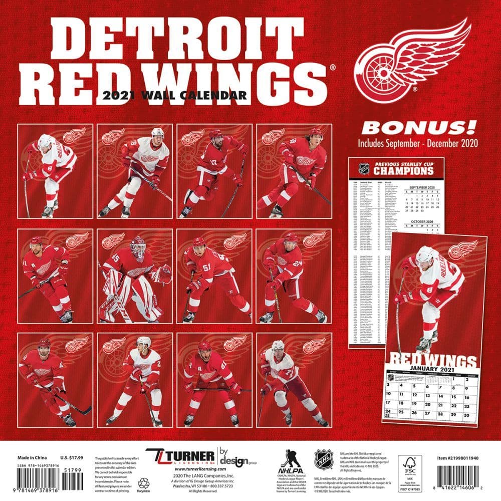 Detroit Red Wings Wall Calendar