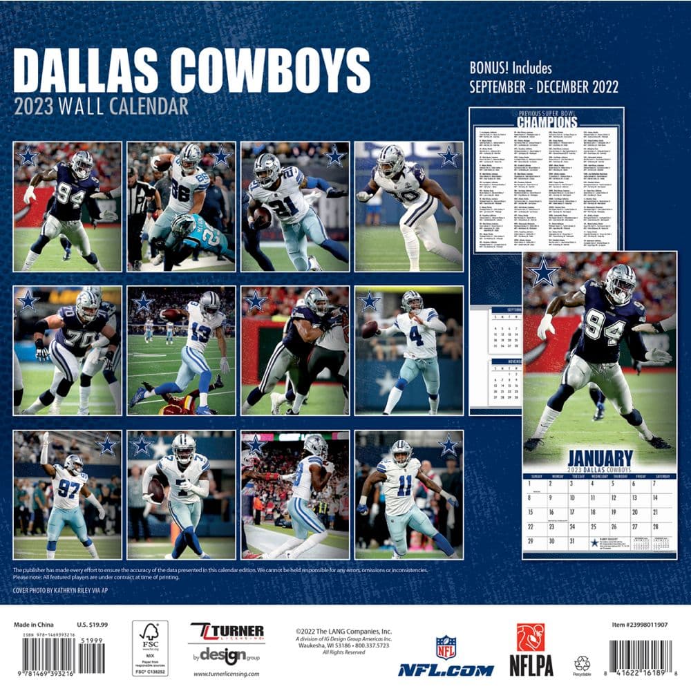 NFL Dallas Cowboys 2023 Wall Calendar - Calendars.com