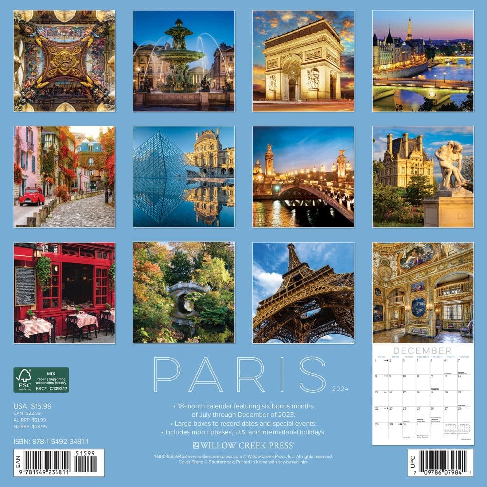 Paris 2024 Wall Calendar