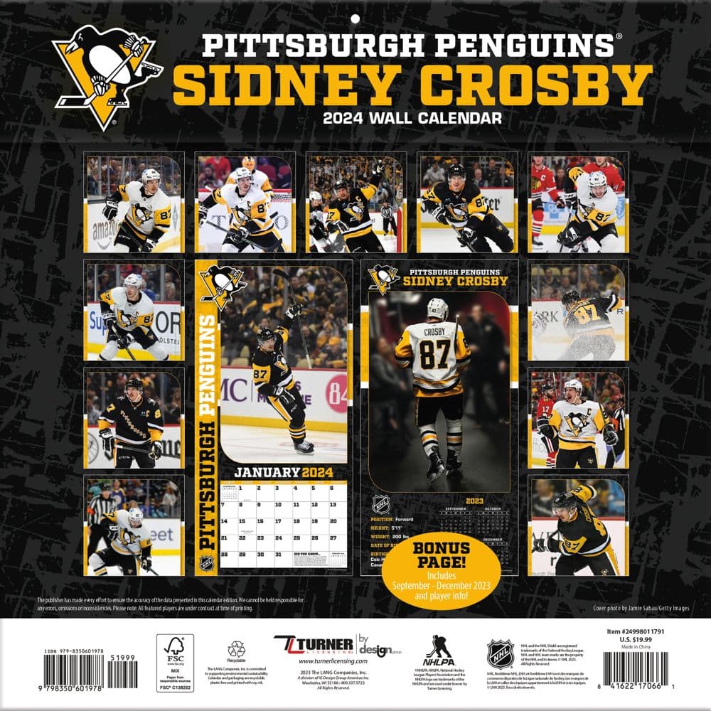 NHL Sidney Crosby 2024 Wall Calendar Alt1