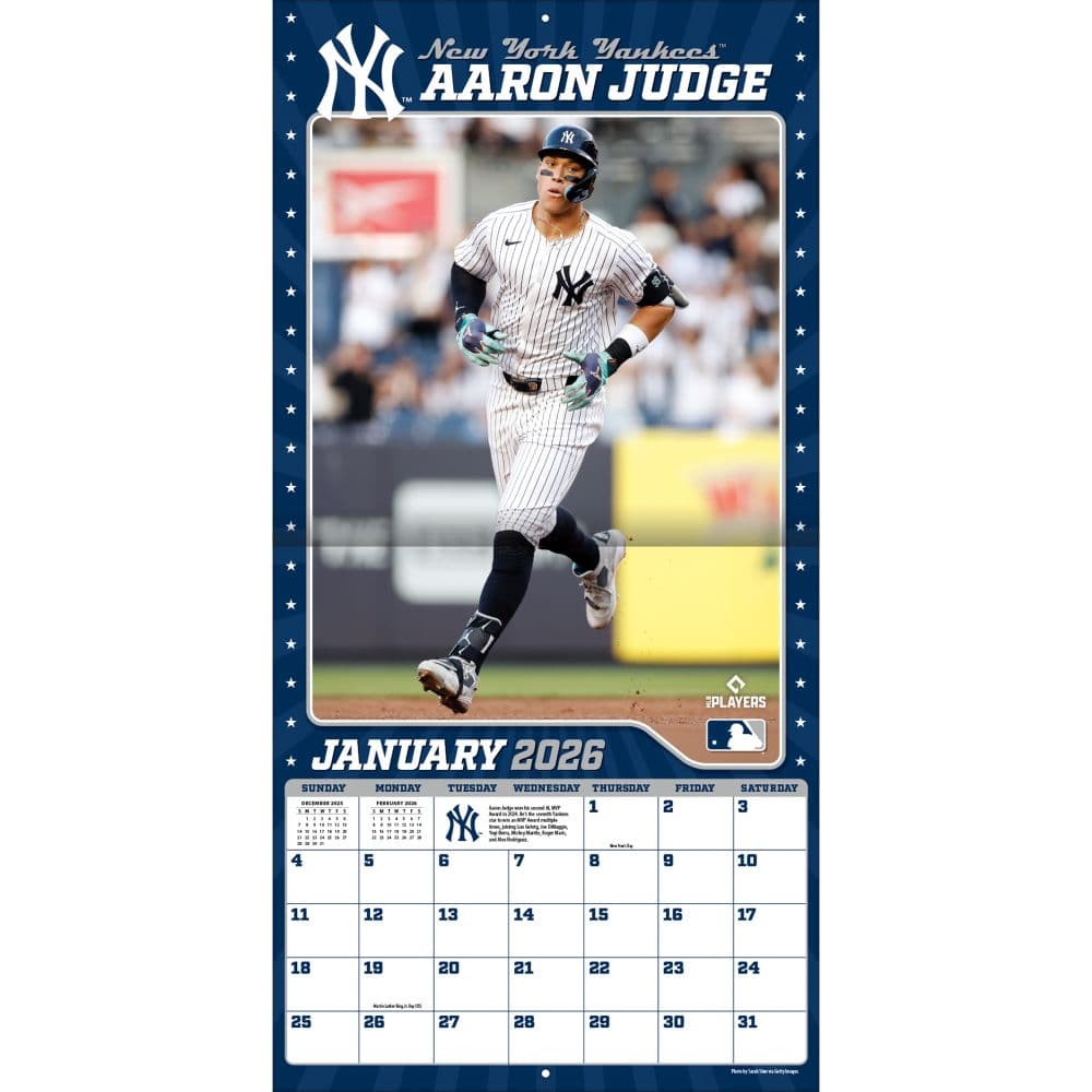 MLB Aaron Judge 2026 Wall Calendar Third Alternate Image