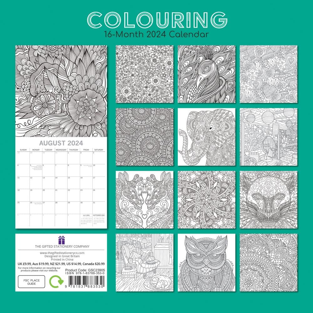 Colouring Calendar 2024 Wall Calendar