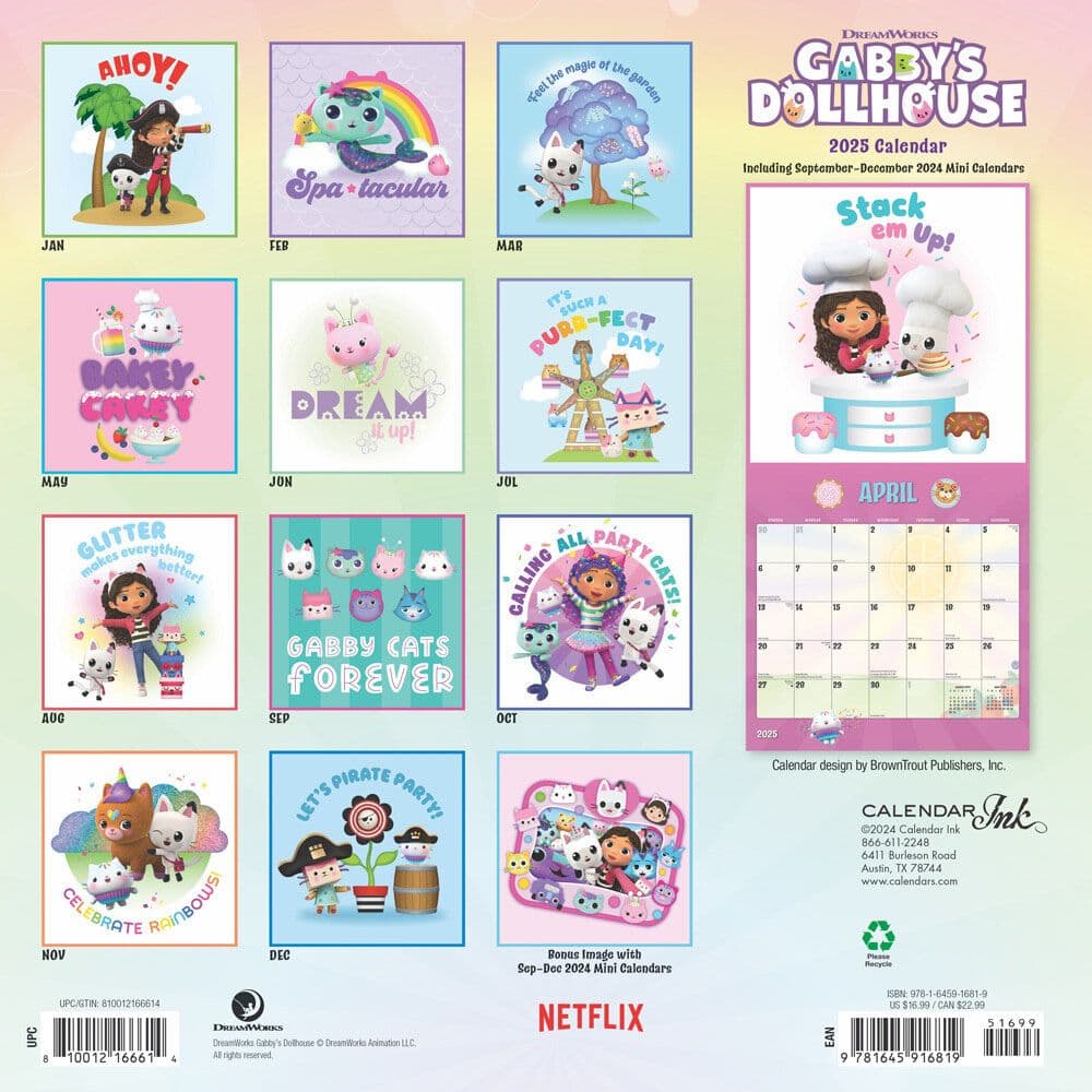 Gabbys Dollhouse 2025 Wall Calendar Alt1