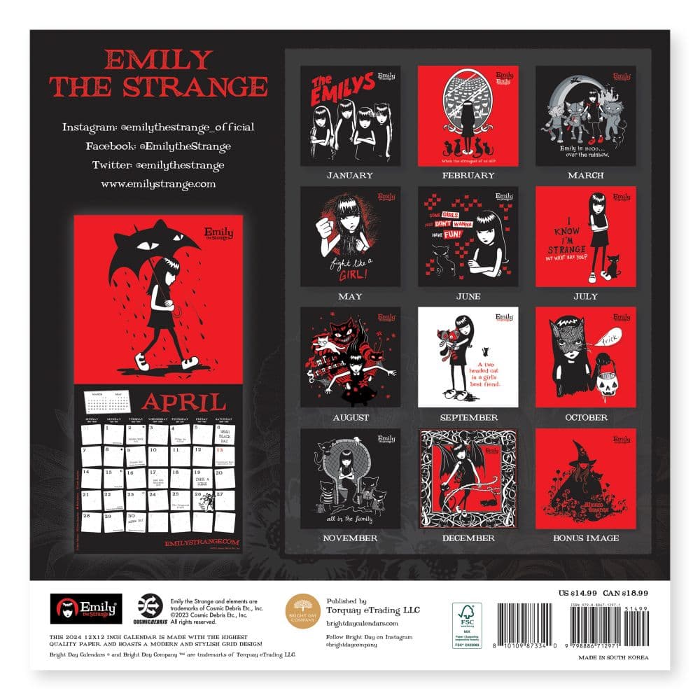 Emily The Strange 2024 Wall Calendar