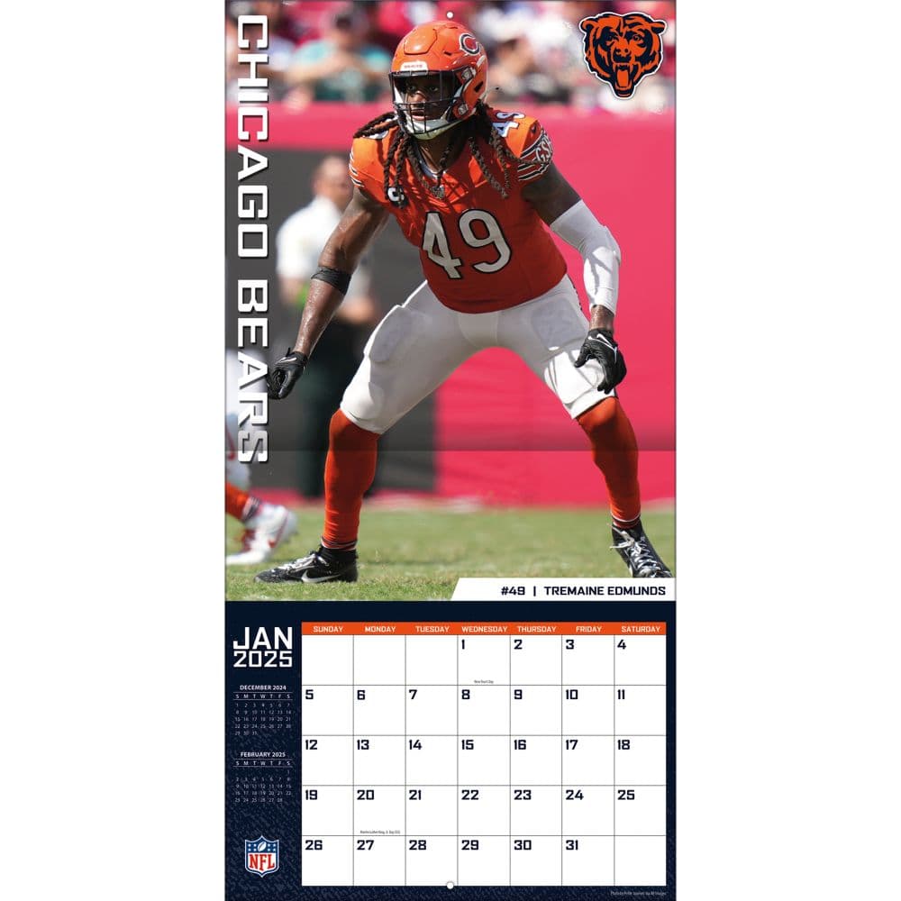 NFL Chicago Bears 2025 Wall Calendar Third Alternate Image width="1000" height="1000"