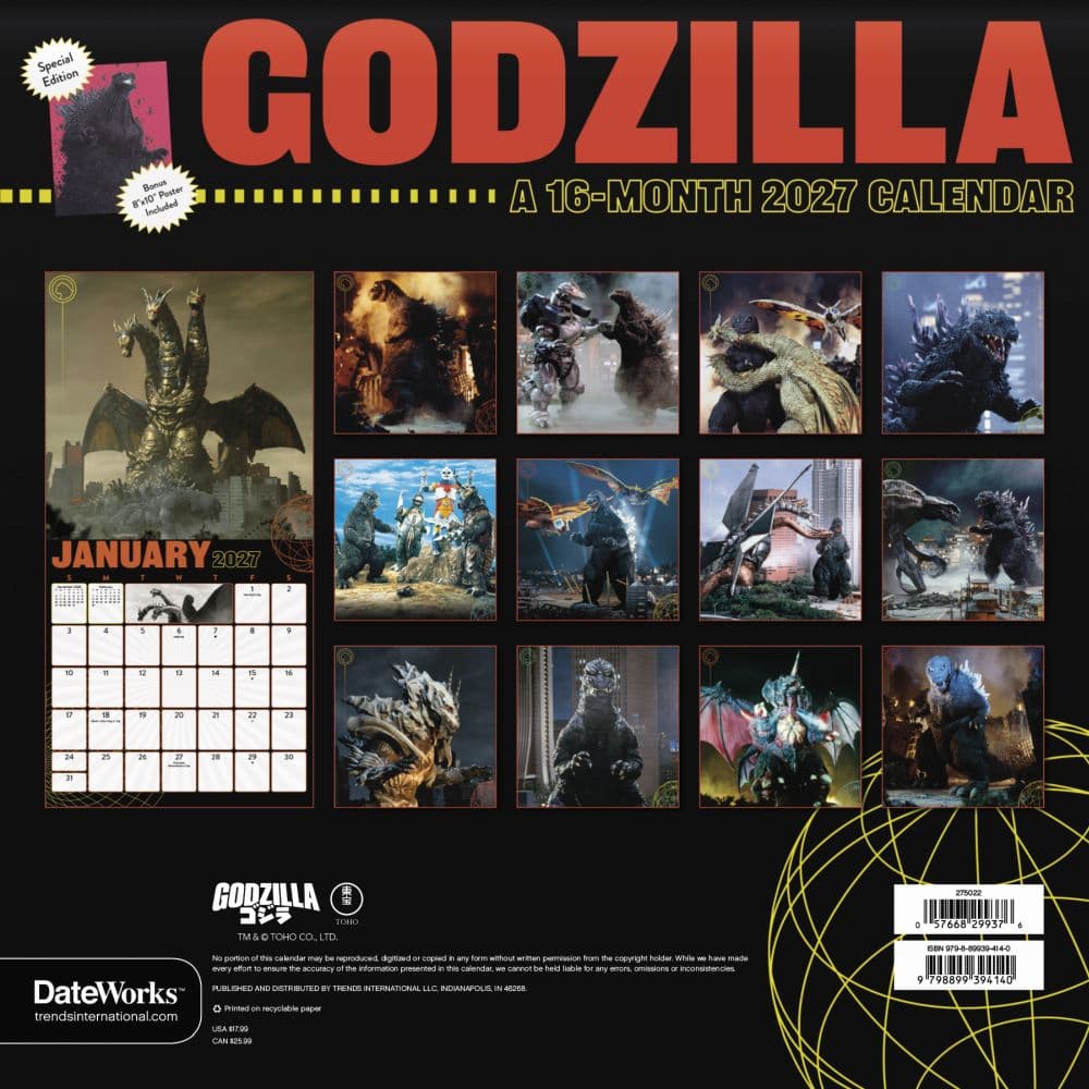 Godzilla Classic 2027 Wall Calendar First Alternate Image