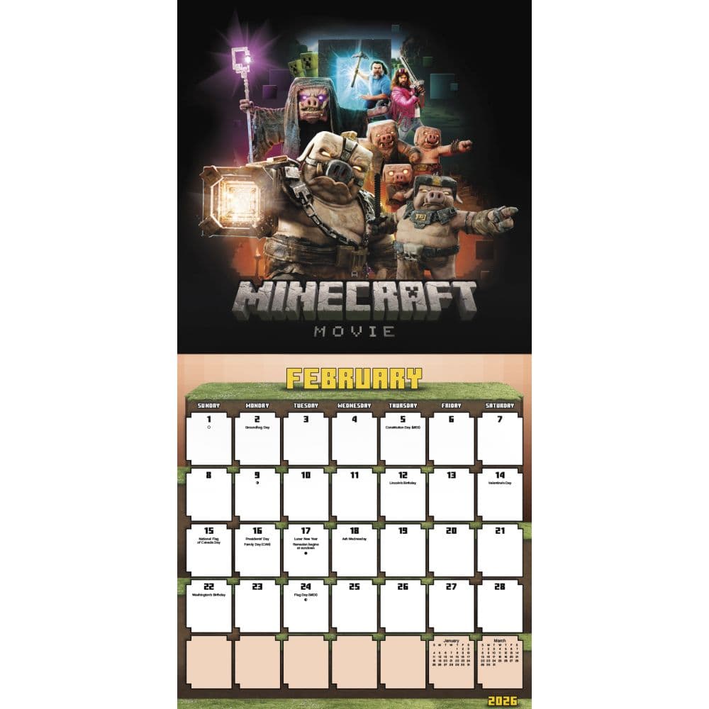 Minecraft Movie 2026 Wall Calendar Third Alternate Image