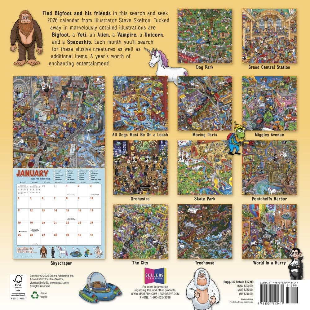 Searching For Bigfoot 2026 Wall Calendar First Alternate Image
