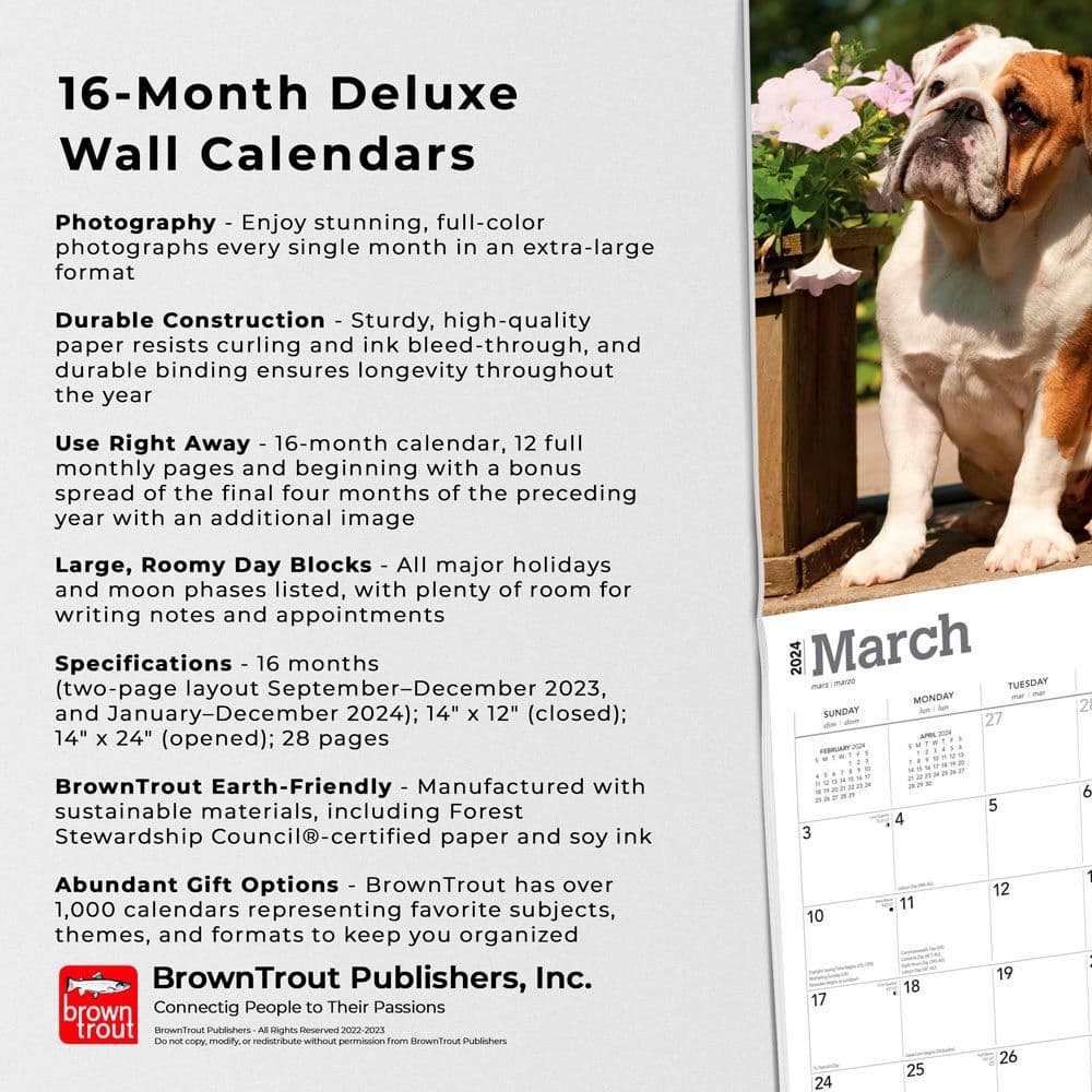 Bulldogs Deluxe 2024 Wall Calendar