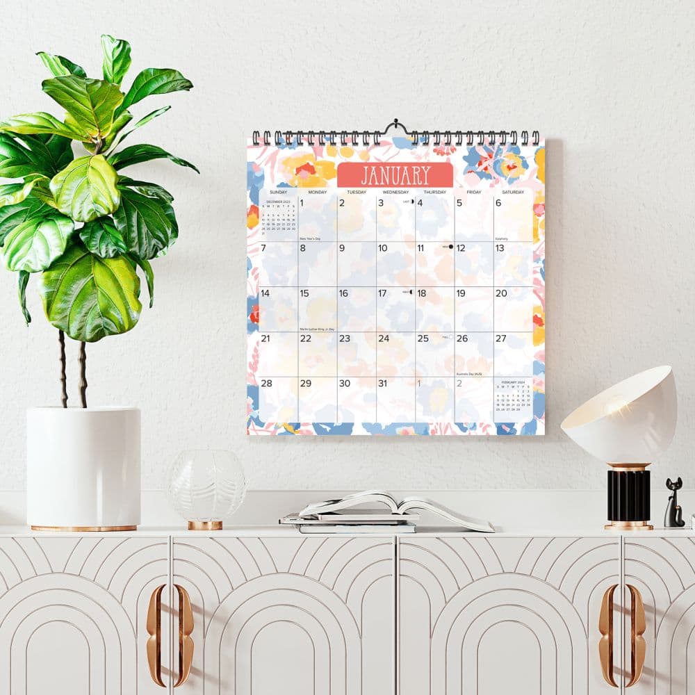 Meadow Flowers Spiral Art 2025 Wall Calendar
