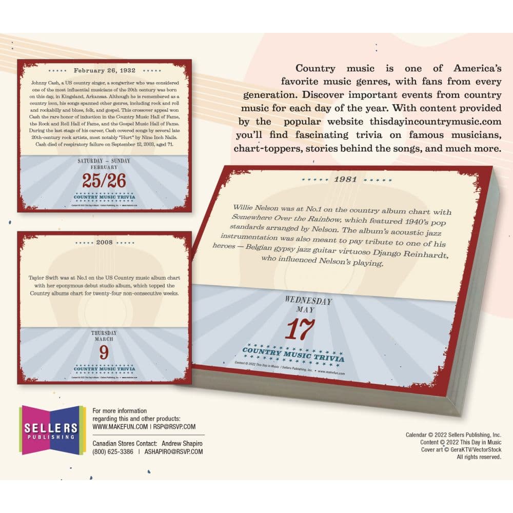 Country Music Trivia 2023 Desk Calendar - Calendars.com
