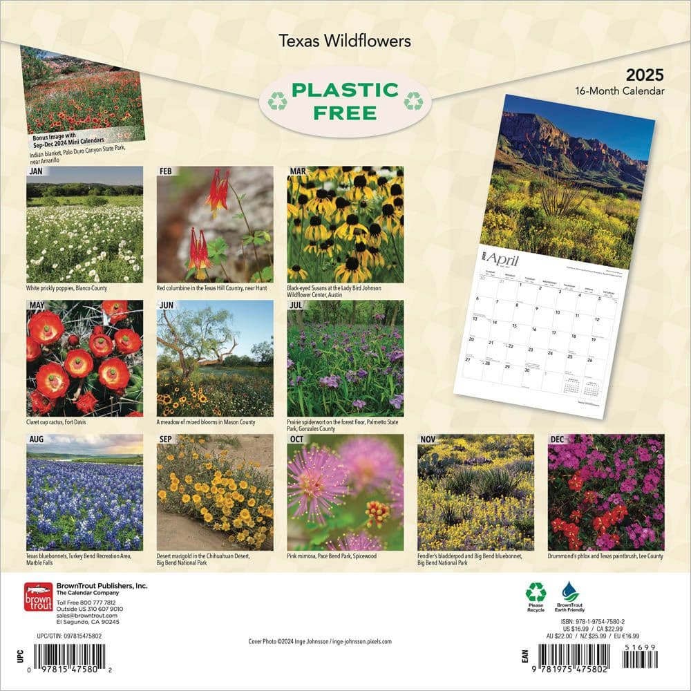 Texas Wildflowers 2025 Wall Calendar First Alternate Image