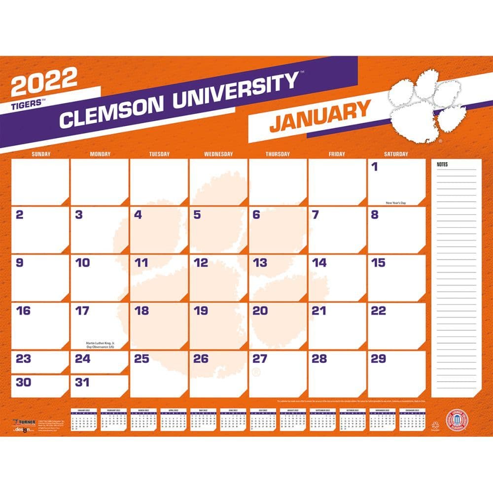 Clemson Tigers 2022 Desk Pad Calendar SheFinds