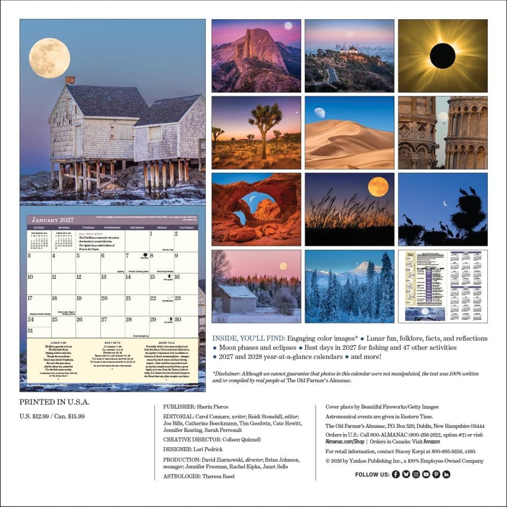 Old Farmers Almanac Moon 2027 Wall Calendar First Alternate Image