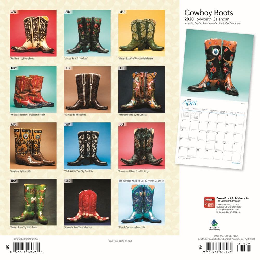 Cowboy Boots Wall Calendar