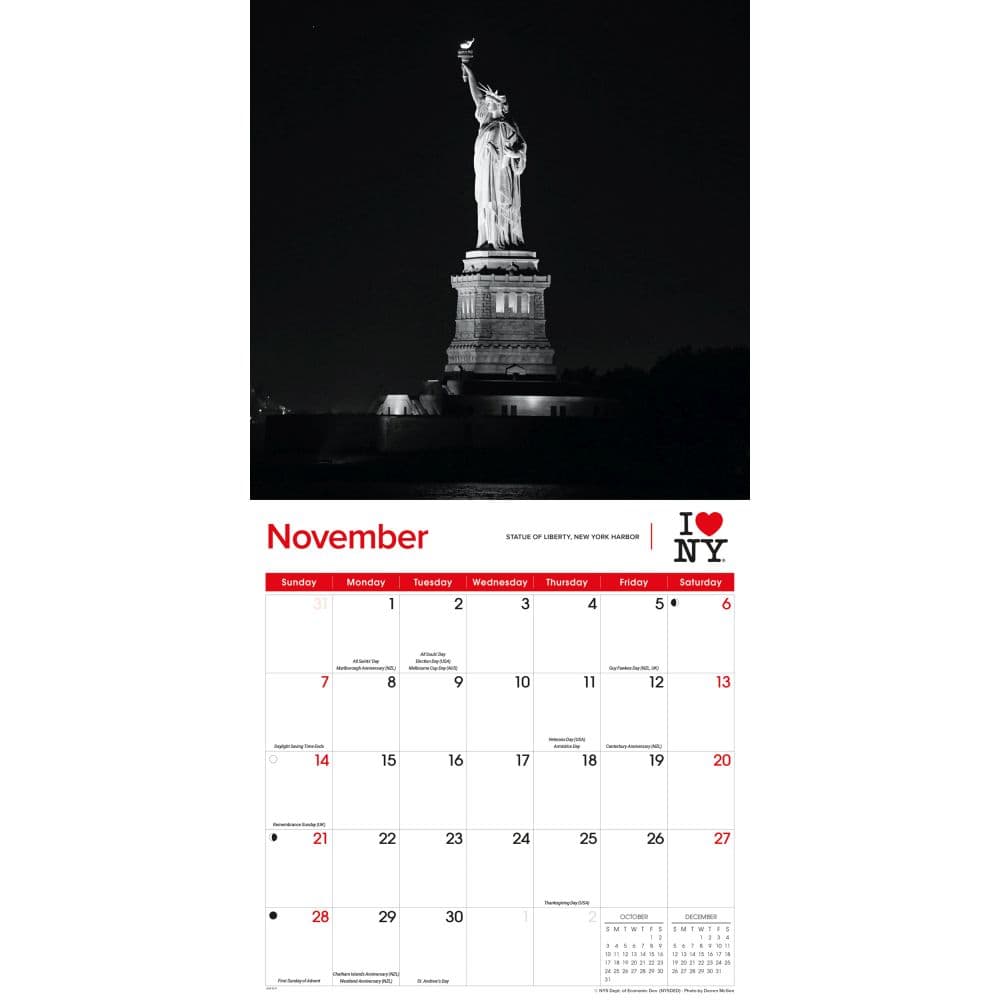 I Love NY Black and White 2027 Wall Calendar Fourth Alternate Image