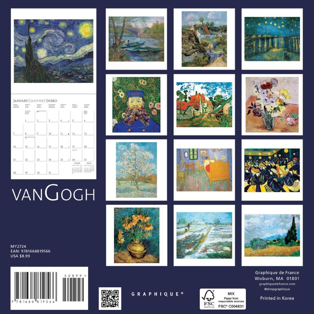 Van Gogh 2025 Mini Wall Calendar Main Image