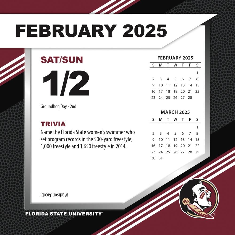 COL Florida State Seminoles 2025 Desk Calendar Second Alternate Image