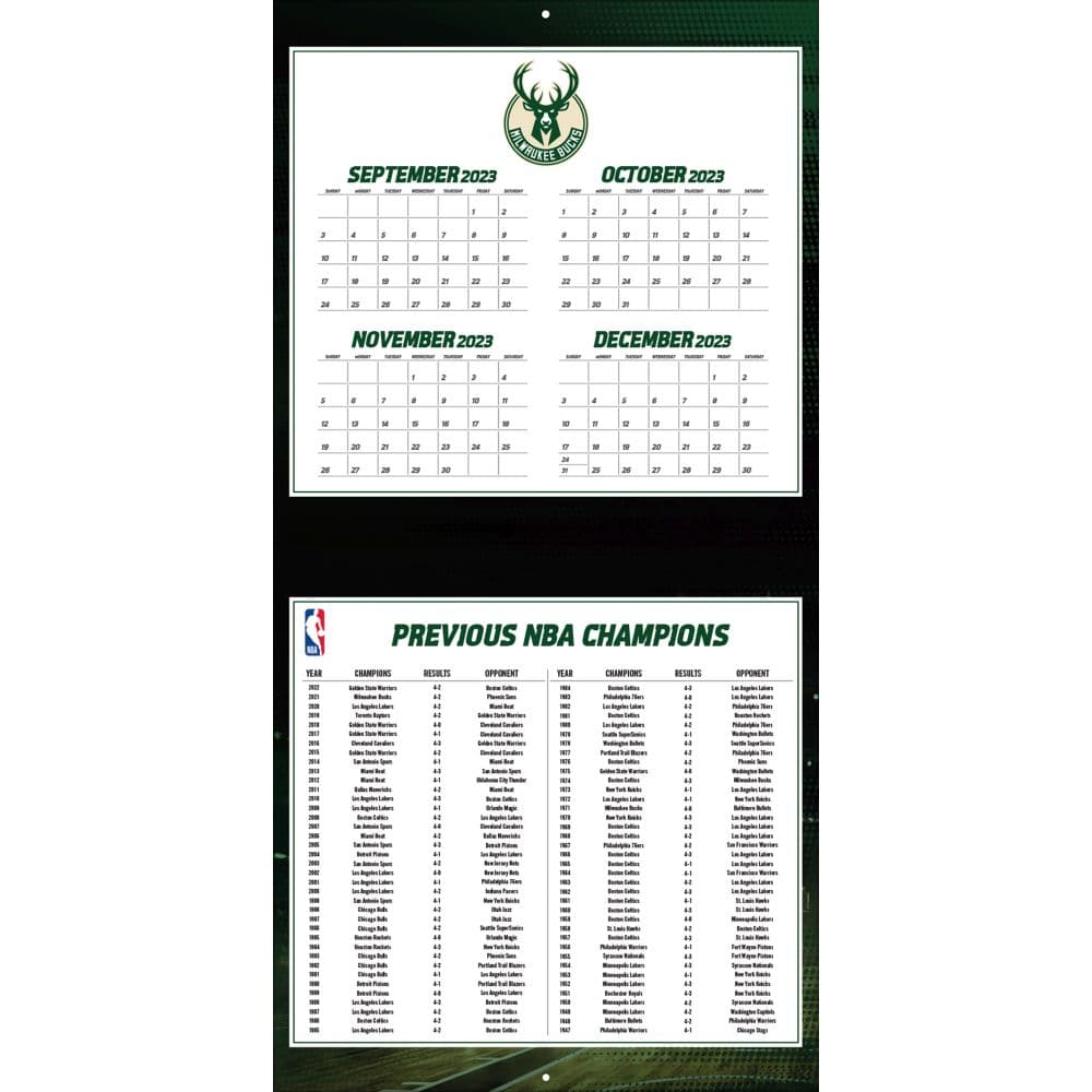 Milwaukee Bucks 2025 Wall Calendar