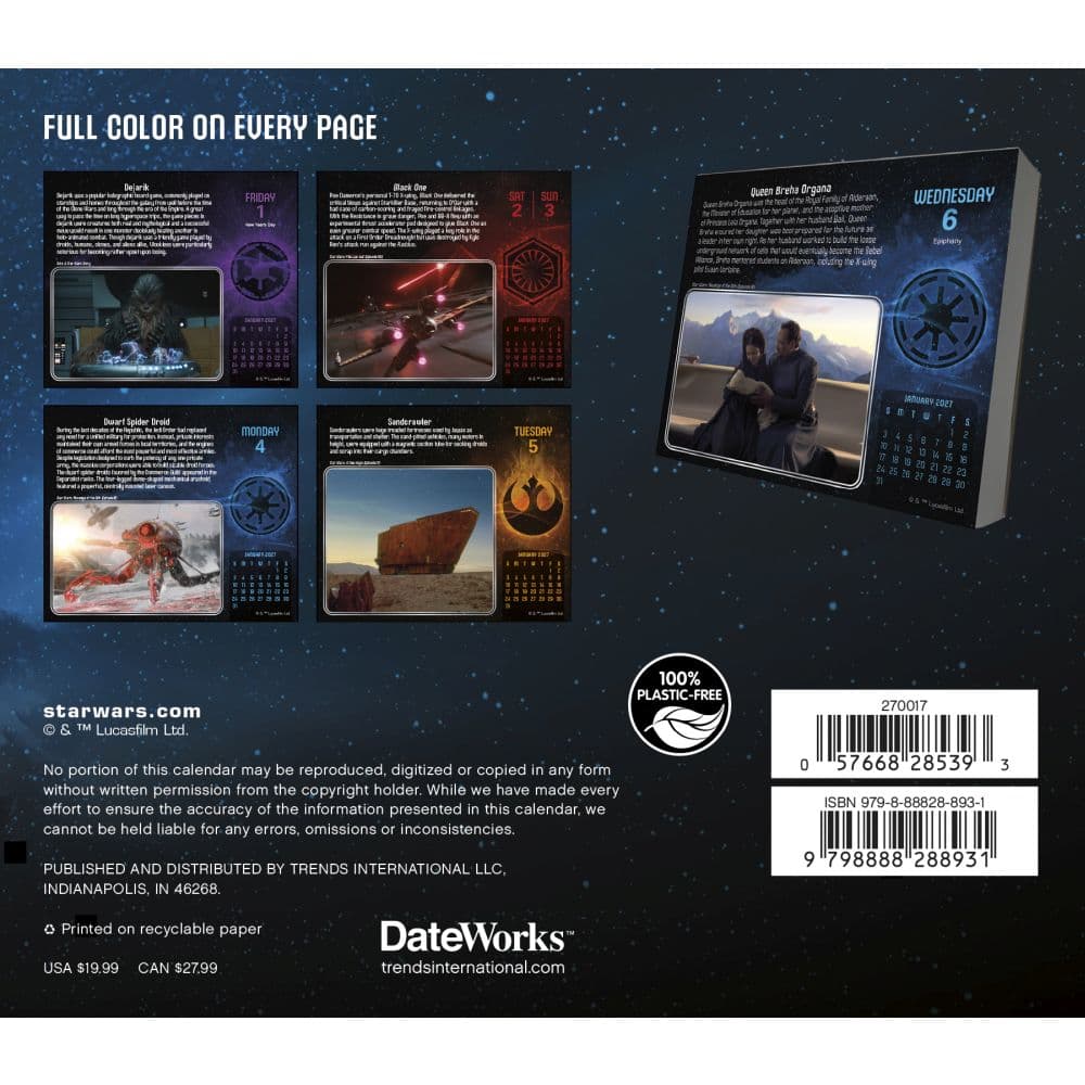 Star Wars 2027 Desk Calendar Seventh Alternate Image