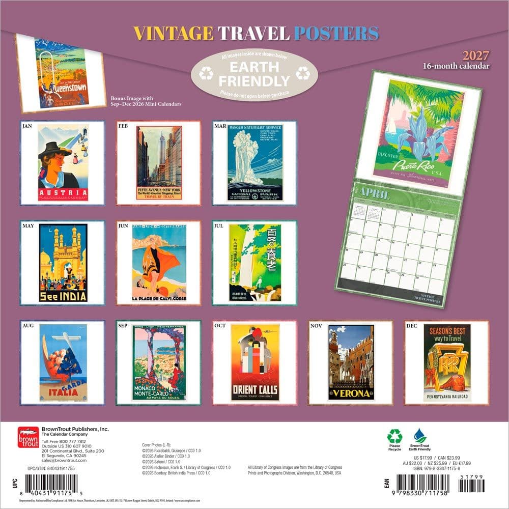 Vintage Travel Posters 2027 Wall Calendars First Alternate Image