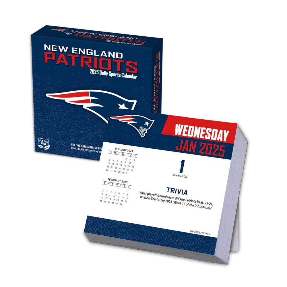 image NFL New England Patriots 2025 Desk Calendar Main Image