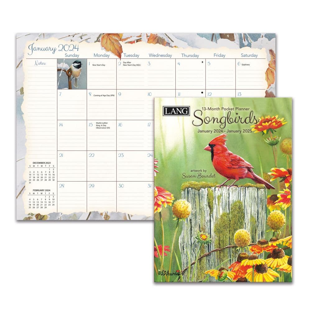 Songbirds Monthly 2024 Pocket Planner