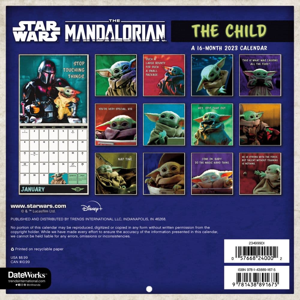 Star Wars Mandalorian 2023 Mini Wall Calendar - Calendars.com