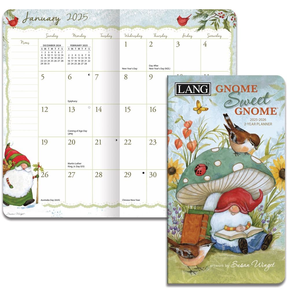 Gnome Sweet Gnome by Susan Winget 2025 2-Year Pocket Planner Second Alternate Image width="1000" height="1000"