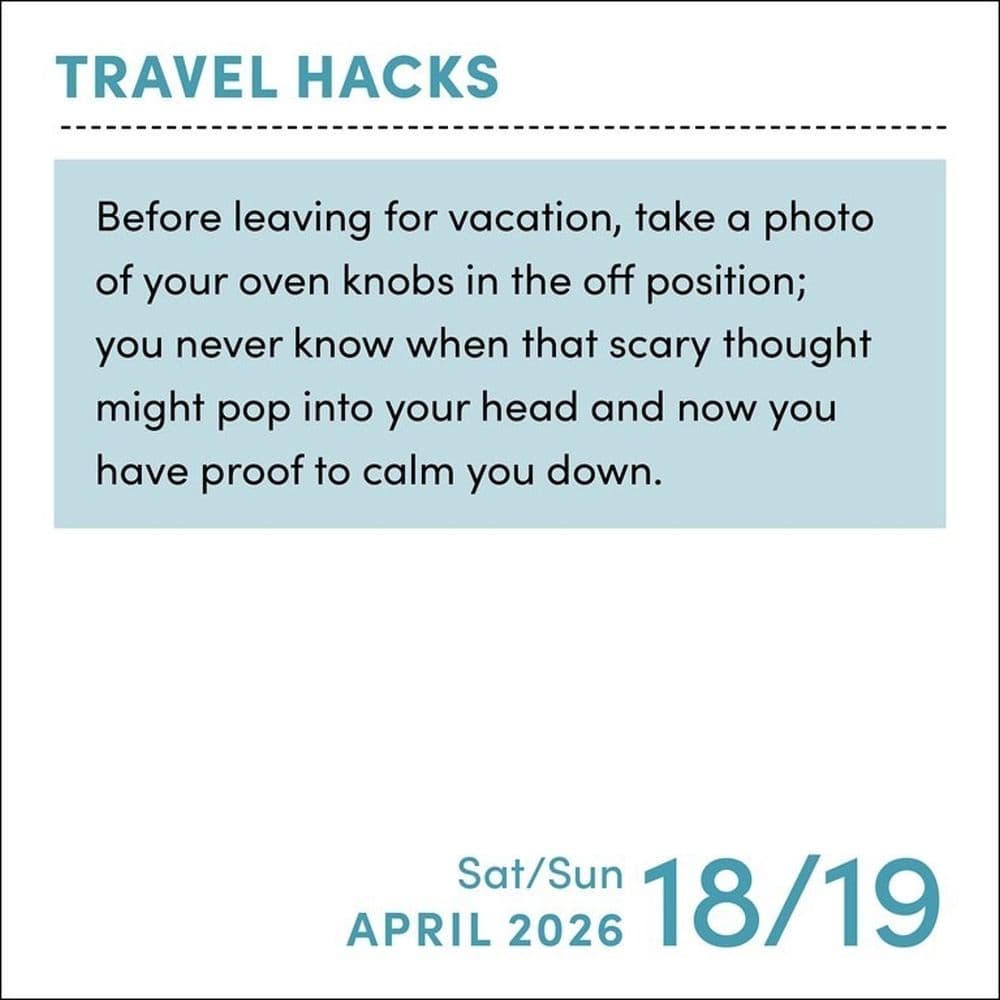Travel Hacks 2026 Desk Calendar Fourth Alternate Image