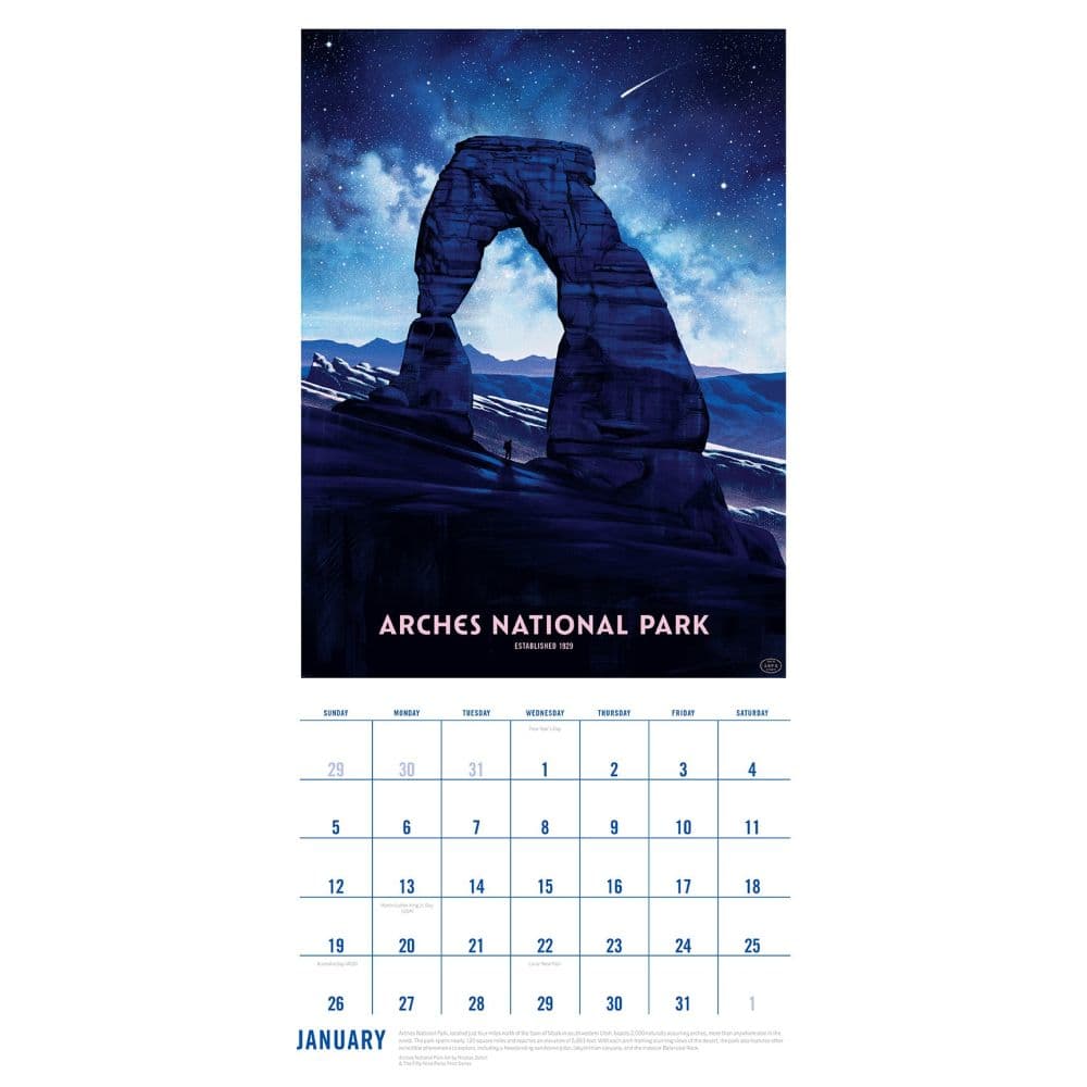 Art of the National Parks 2025 Wall Calendar Alt1