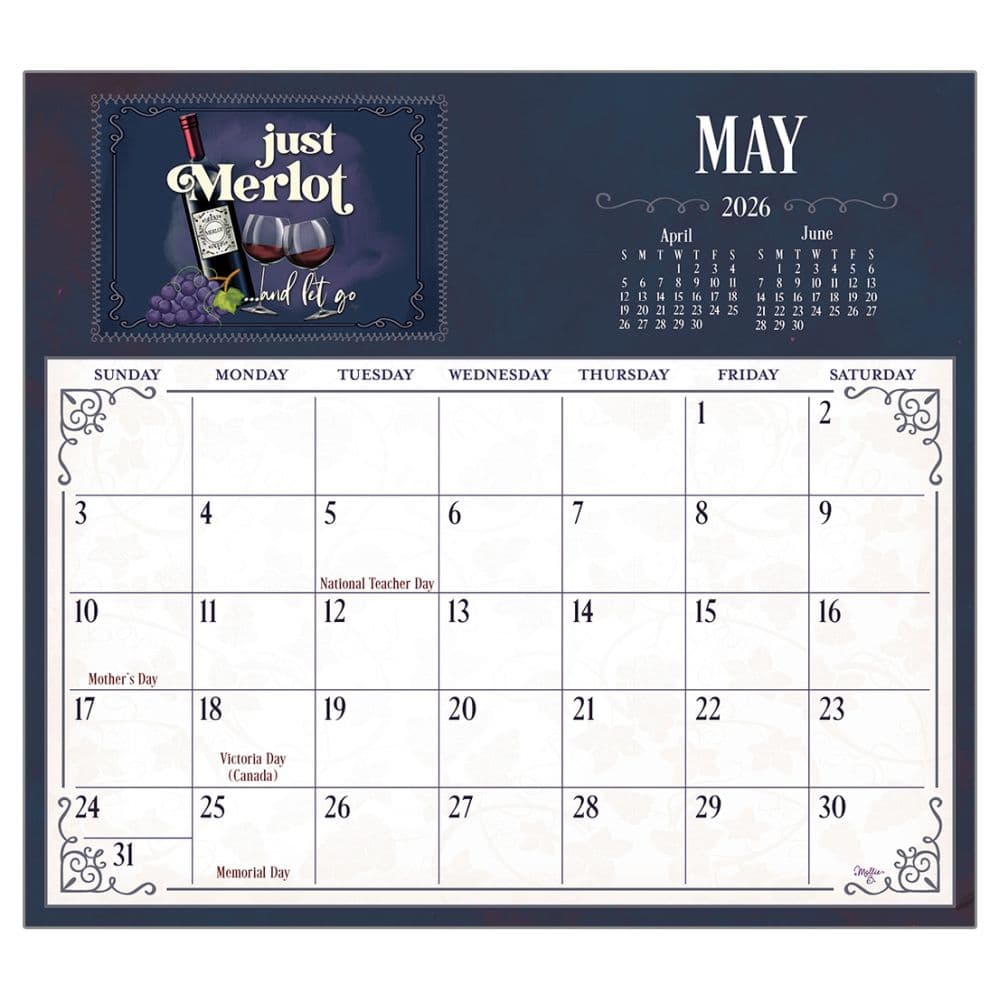 Wine by Mollie B 2026 Magnetic Calendar Main Image