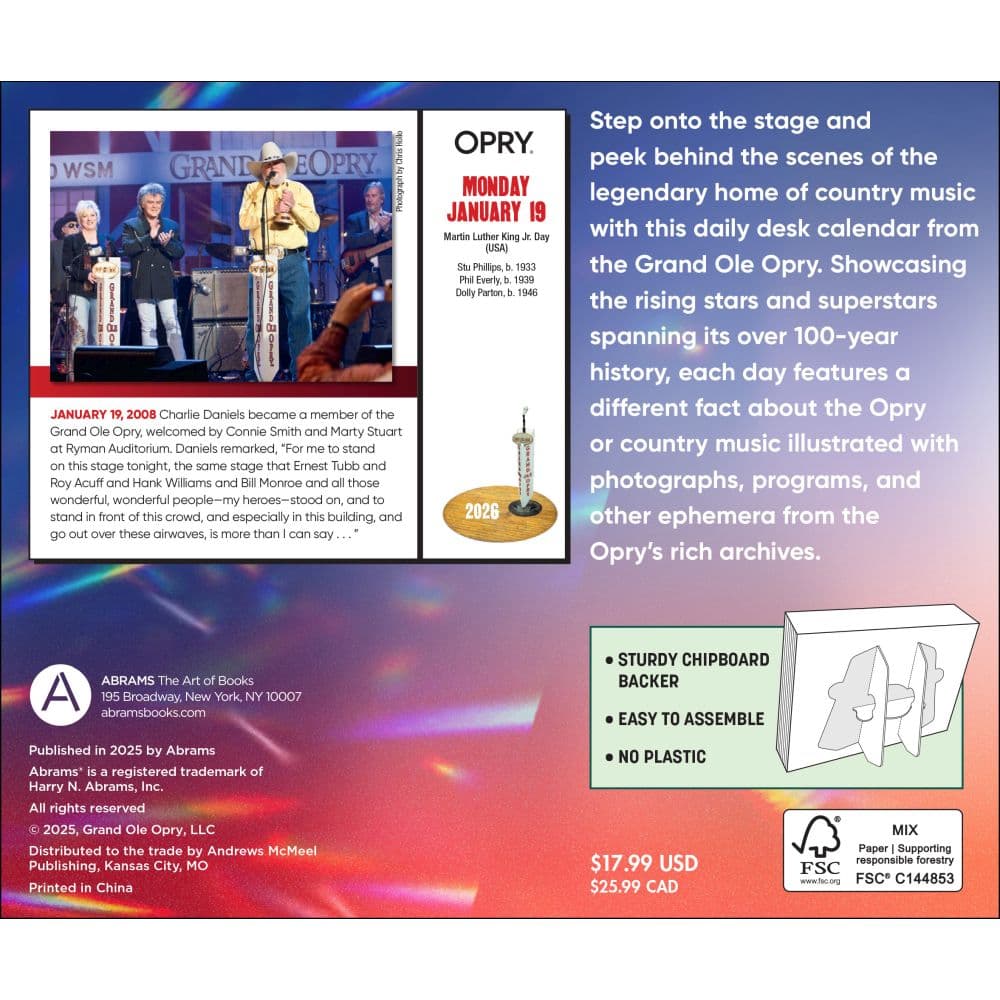 Grand Ole Opry 2026 Desk Calendar First Alternate Image