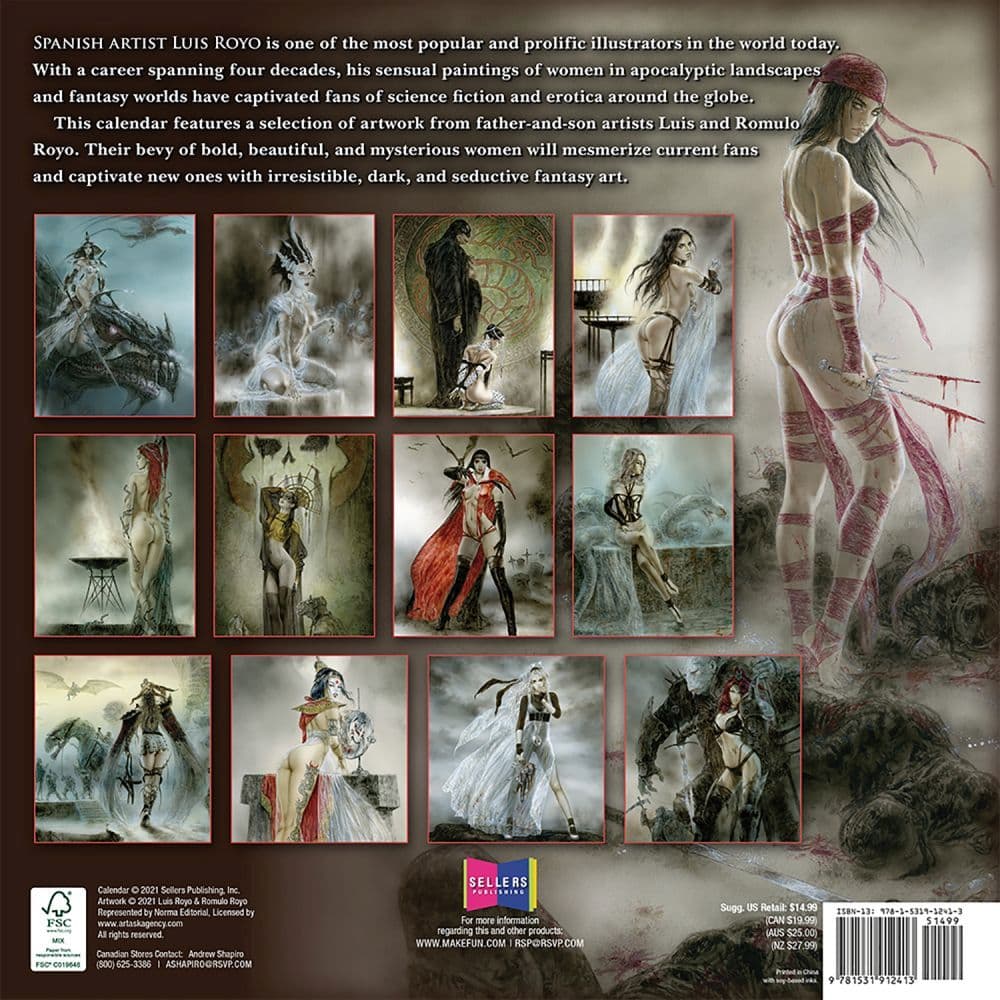 Royo Fantasy Art 2022 Wall Calendar - Calendars.com