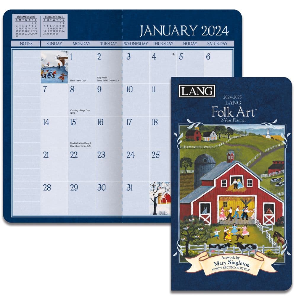 Lang Folk Art 2 Yr 2024 Pocket Planner