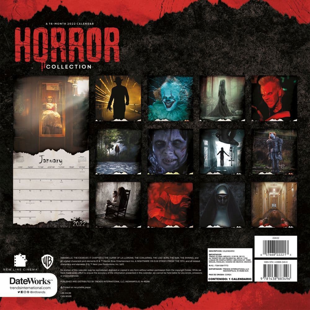 Horror Collection 2022 Wall Calendar - Calendars.com