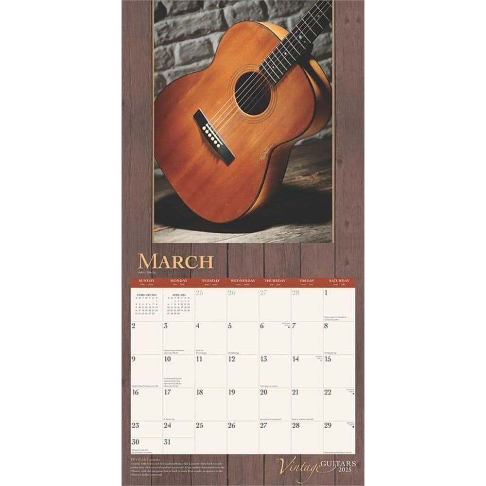 Vintage Guitars 2025 Wall Calendar Second Alternate Image