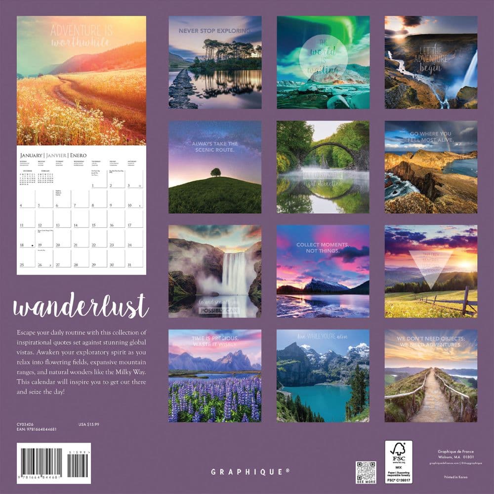 Wanderlust 2026 Wall Calendar First Alternate Image