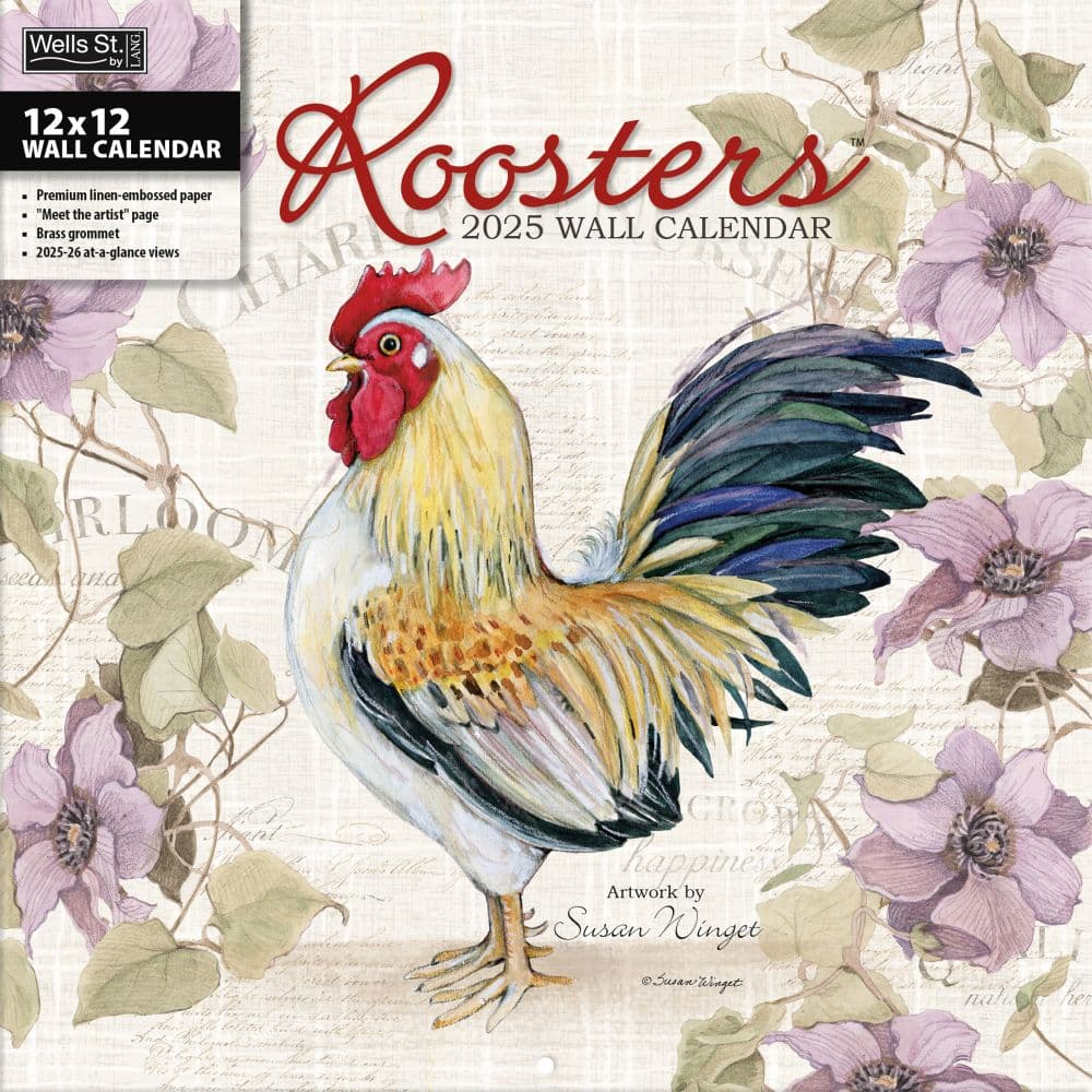 Roosters by Susan Winget 2025 Wall Calendar - Calendars.com