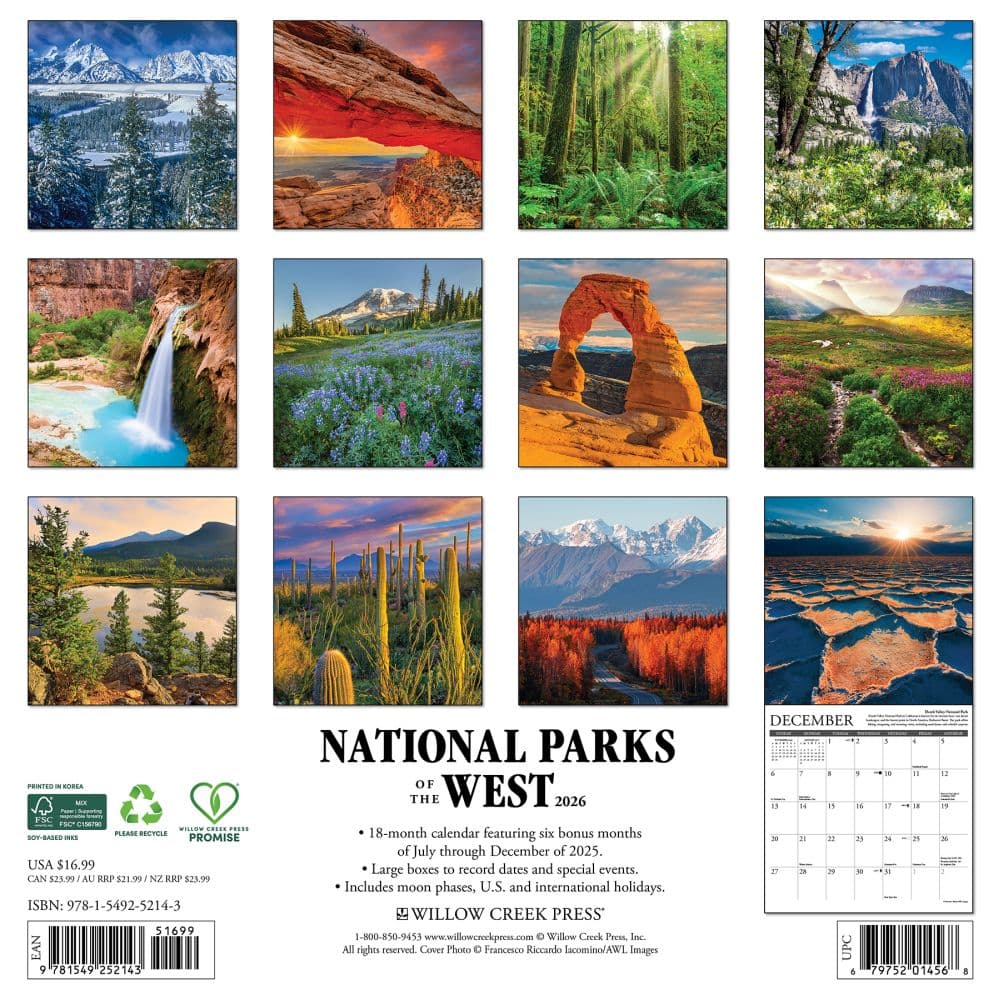 National Parks West Travel and Events 2026 Wall Calendar First Alternate Image