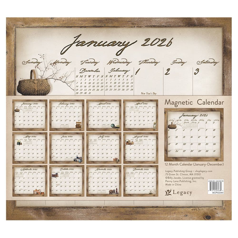 Simple Treasures by Billy Jacobs 2026 Magnetic Calendar First Alternate Image