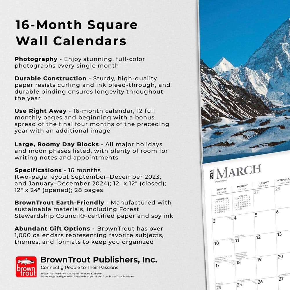 World’s Greatest Mountains 2024 Wall Calendar