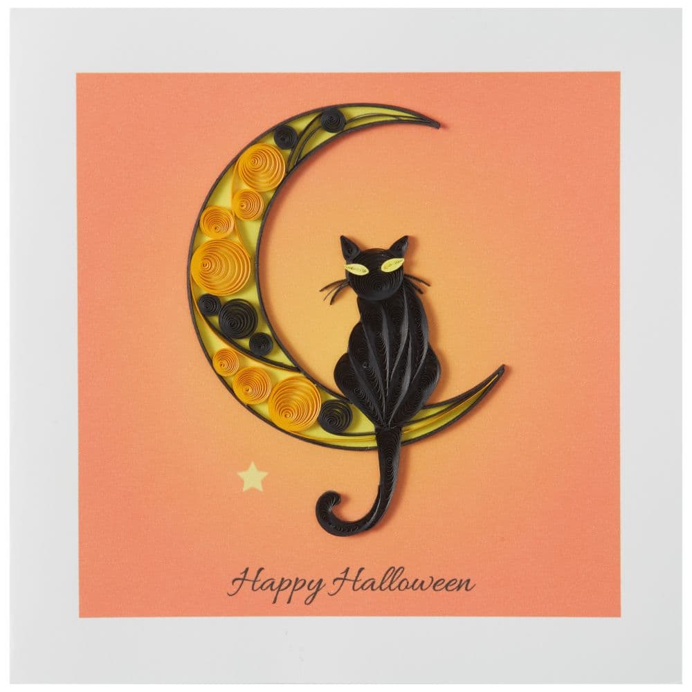 Black Cat on Moon Quilling Halloween Card First Alternate Image width=&quot;1000&quot; height=&quot;1000&quot;
