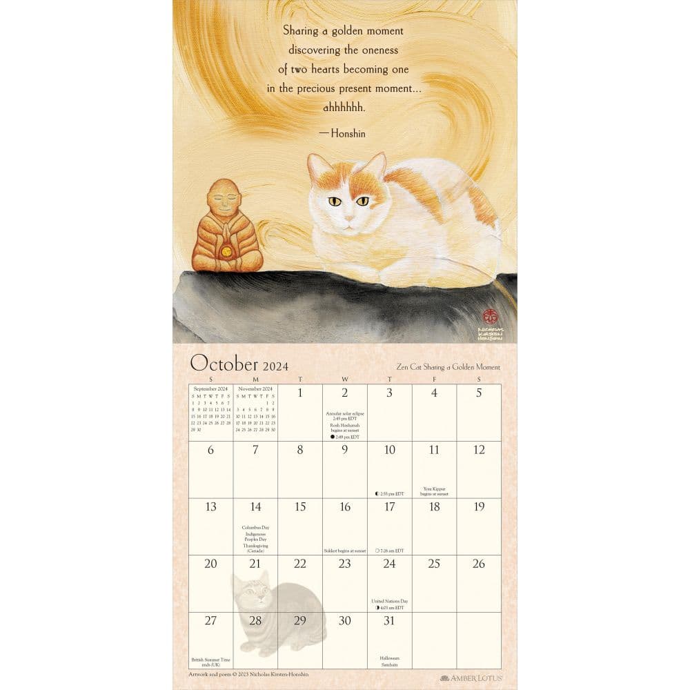 Zen Cat 2024 Mini Wall Calendar