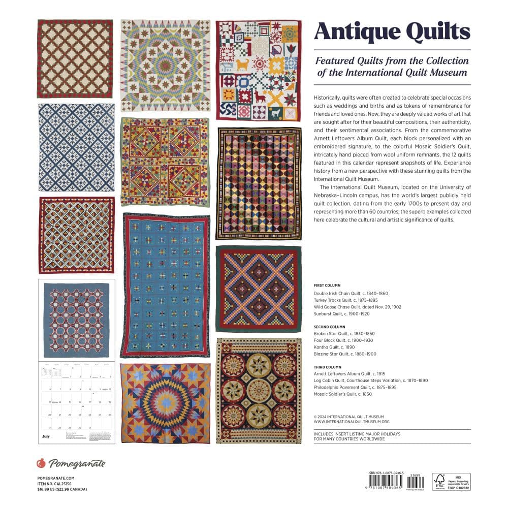 Quilts Antique 2025 Wall Calendar First Alternate Image width=&quot;1000&quot; height=&quot;1000&quot;