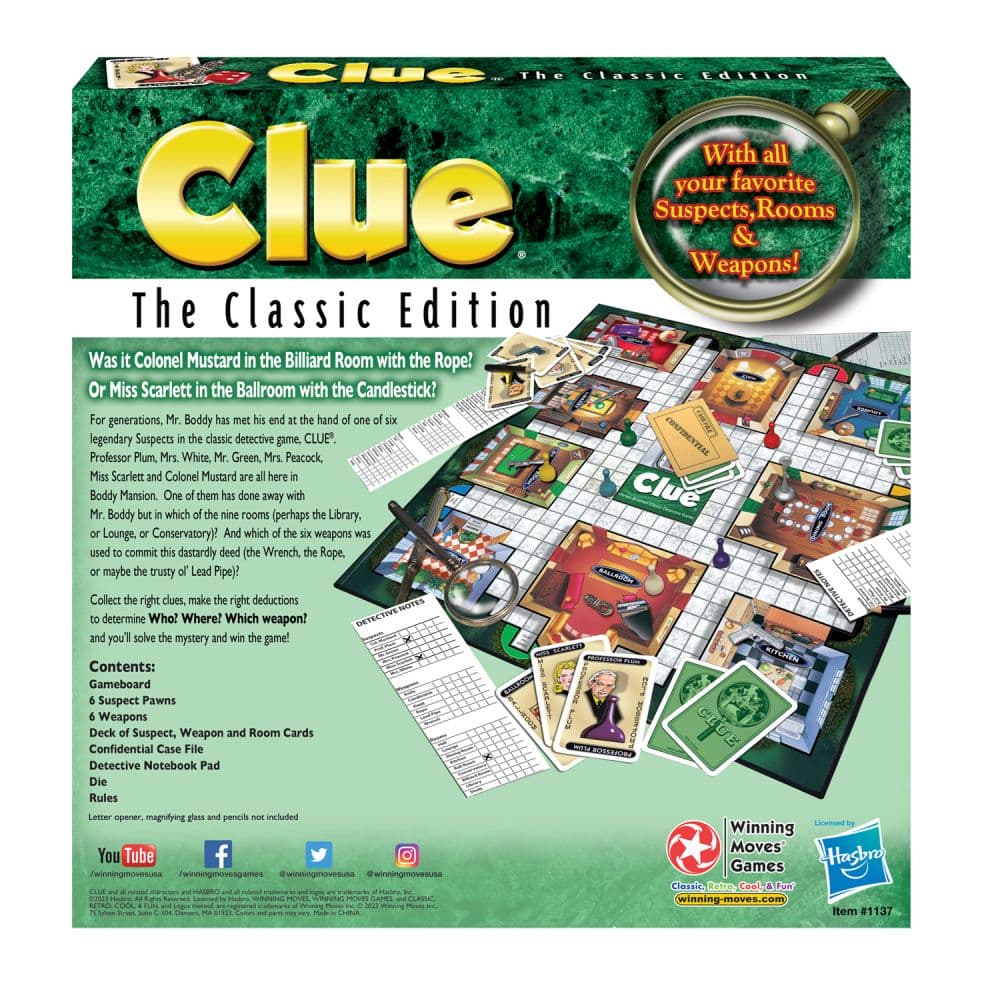 Clue Classic Edition Board Game back