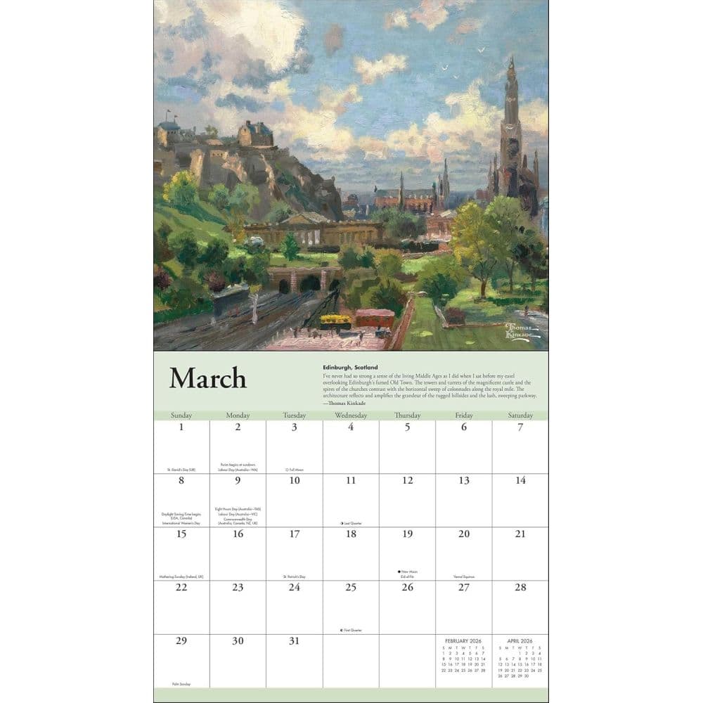 Thomas Kinkade Travels Deluxe 2026 Wall Calendar Fourth Alternate Image