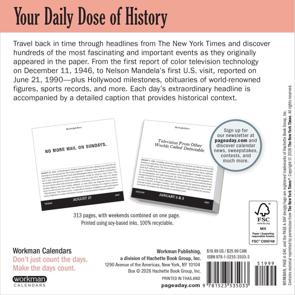 New York Times Headlines in History 2027 Page-A-Day Desk Calendar First Alternate Image