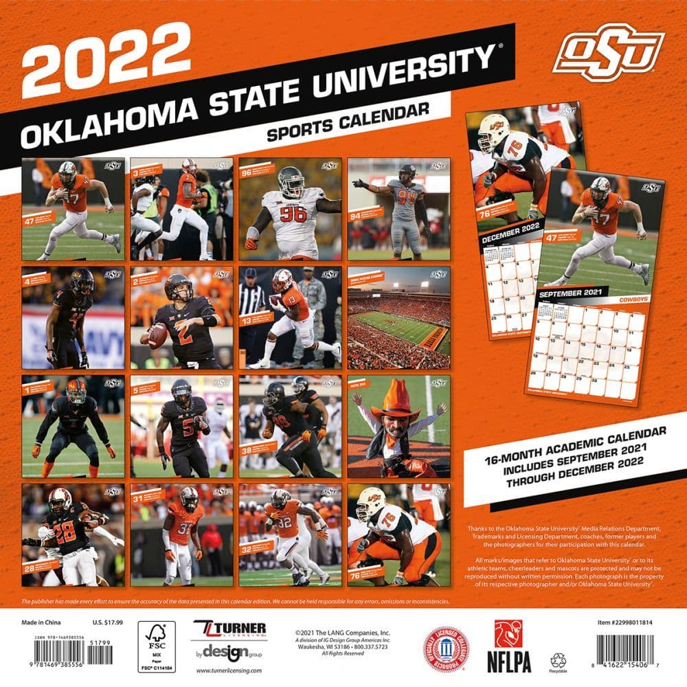 Oklahoma State Academic Calendar 2022 Oklahoma State Cowboys 2022 Wall Calendar - Calendars.com